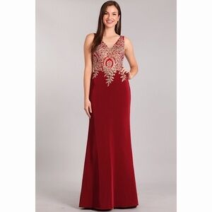 BURGUNDY and Gold Lace Classy Dress 1923